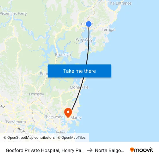 Gosford Private Hospital, Henry Parry Dr to North Balgowlah map