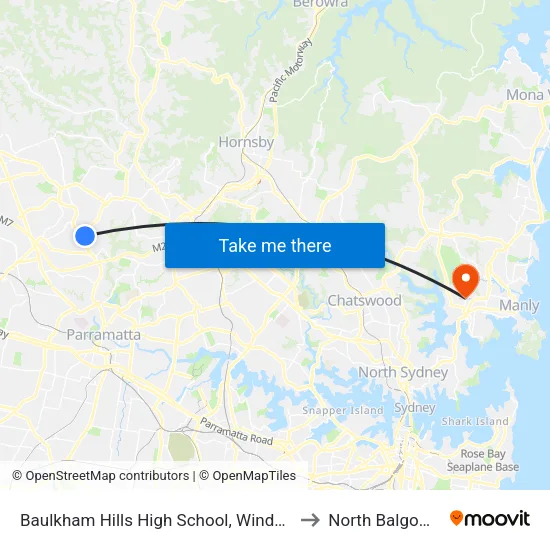 Baulkham Hills High School, Windsor Rd to North Balgowlah map