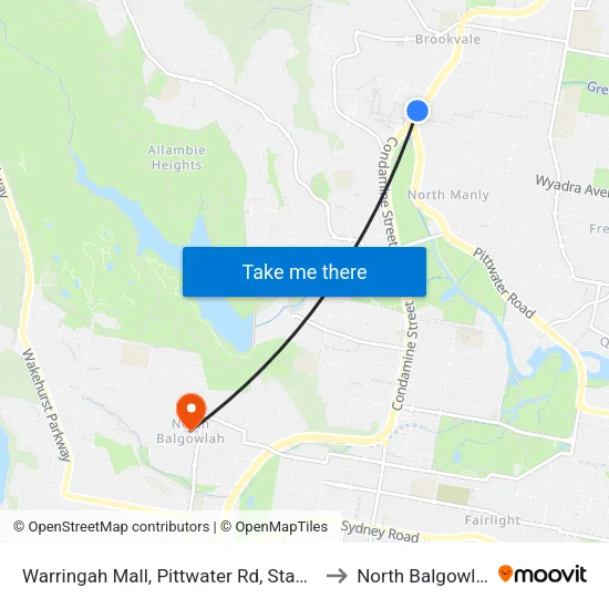 Warringah Mall, Pittwater Rd, Stand D to North Balgowlah map