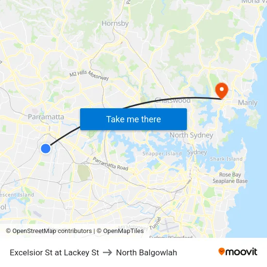 Excelsior St at Lackey St to North Balgowlah map