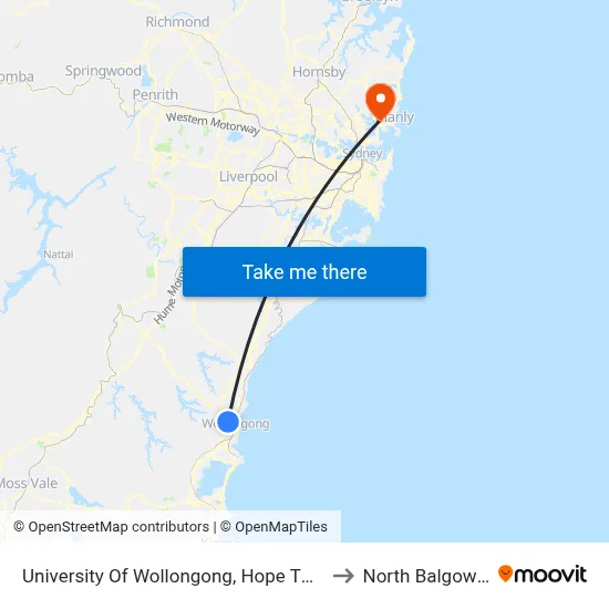 University Of Wollongong, Hope Theatre to North Balgowlah map