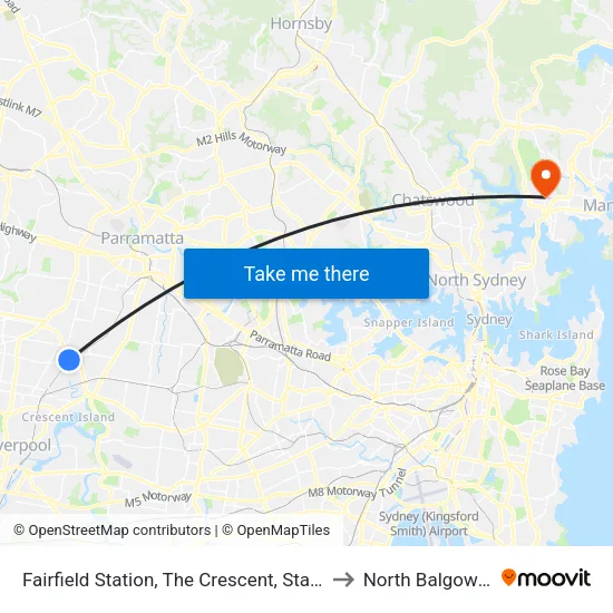Fairfield Station, The Crescent, Stand G to North Balgowlah map