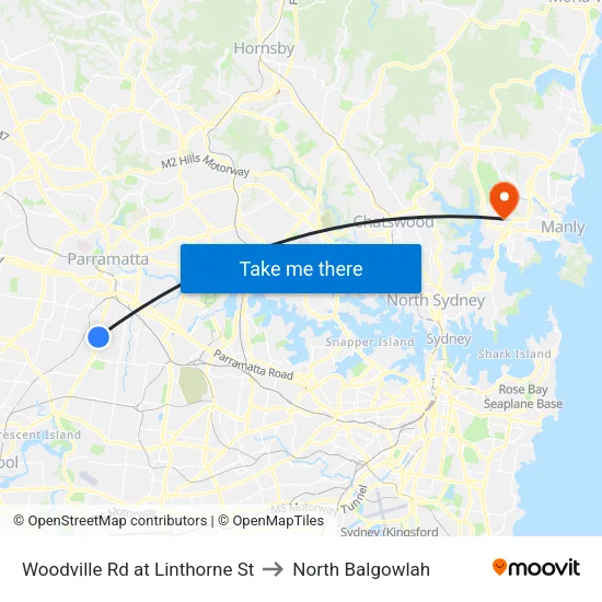 Woodville Rd at Linthorne St to North Balgowlah map
