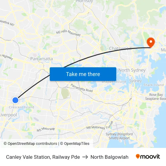 Canley Vale Station, Railway Pde to North Balgowlah map