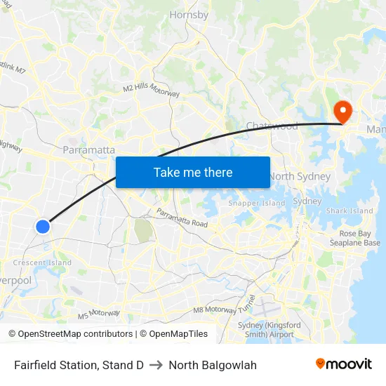Fairfield Station, Stand D to North Balgowlah map