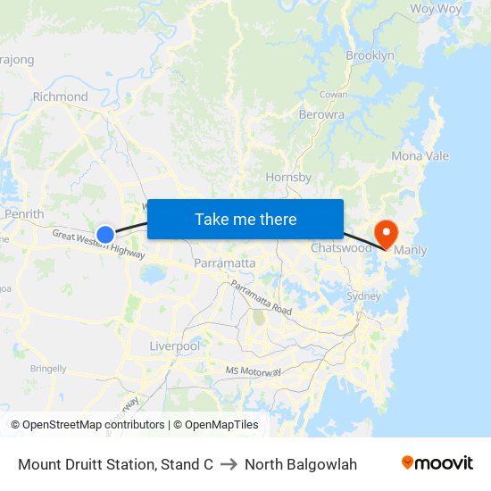 Mount Druitt Station, Stand C to North Balgowlah map