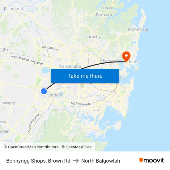 Bonnyrigg Shops, Brown Rd to North Balgowlah map