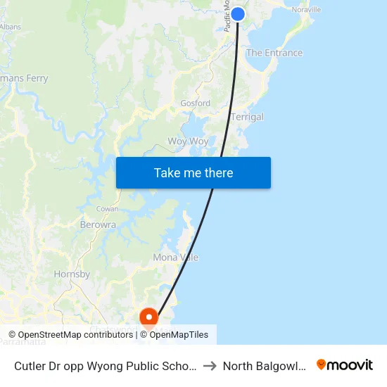 Cutler Dr opp Wyong Public School to North Balgowlah map
