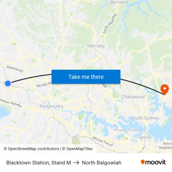 Blacktown Station, Stand M to North Balgowlah map