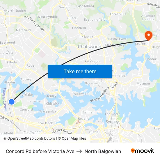 Concord Rd before Victoria Ave to North Balgowlah map