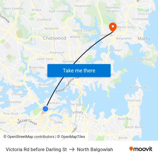 Victoria Rd before Darling St to North Balgowlah map