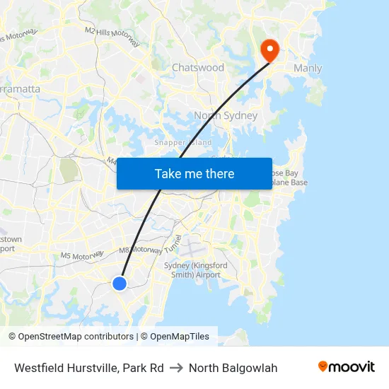 Westfield Hurstville, Park Rd to North Balgowlah map