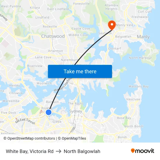 White Bay, Victoria Rd to North Balgowlah map