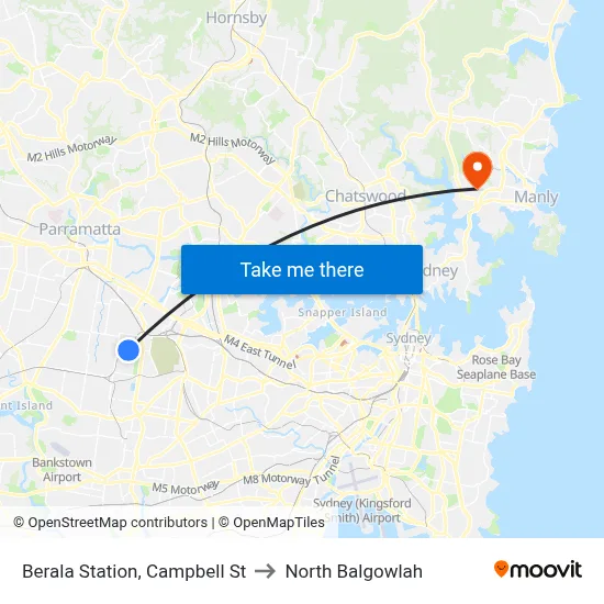 Berala Station, Campbell St to North Balgowlah map