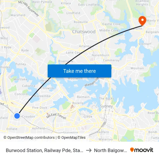 Burwood Station, Railway Pde, Stand C to North Balgowlah map