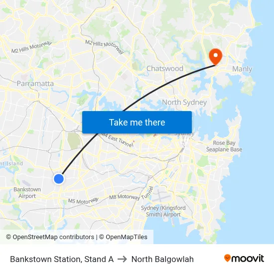 Bankstown Station, Stand A to North Balgowlah map
