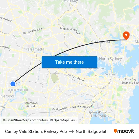 Canley Vale Station, Railway Pde to North Balgowlah map