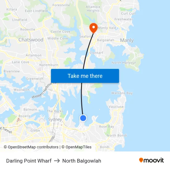 Darling Point Wharf to North Balgowlah map