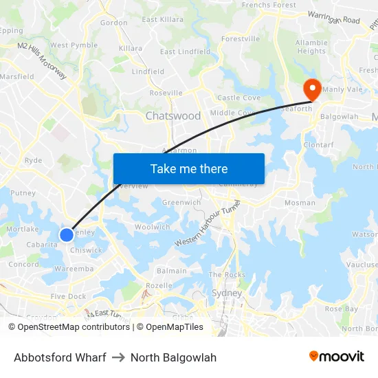 Abbotsford Wharf to North Balgowlah map