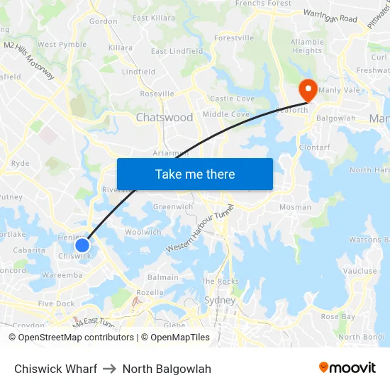 Chiswick Wharf to North Balgowlah map