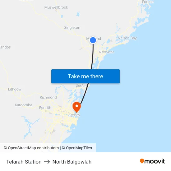Telarah Station to North Balgowlah map