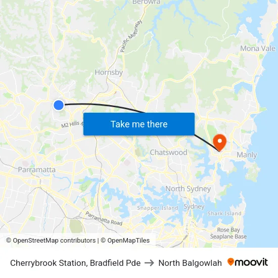 Cherrybrook Station, Bradfield Pde to North Balgowlah map