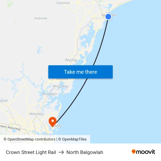 Crown Street Light Rail to North Balgowlah map