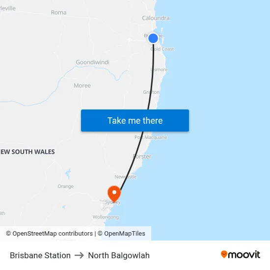 Roma Street (Brisbane) to North Balgowlah map