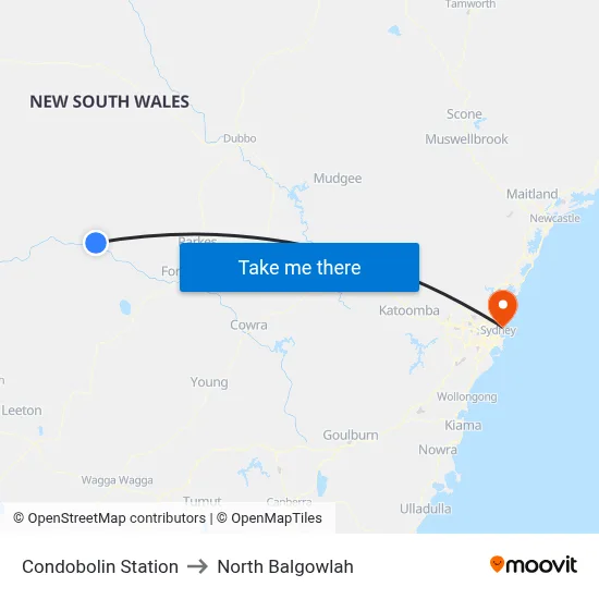 Condobolin Station to North Balgowlah map