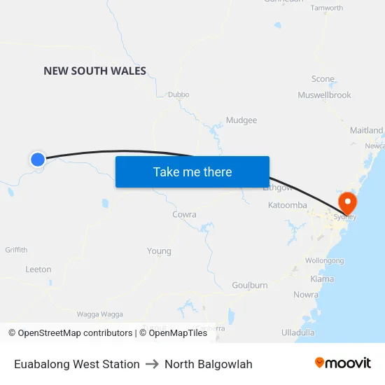 Euabalong West Station to North Balgowlah map