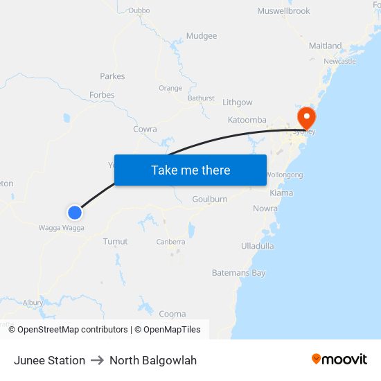 Junee Station to North Balgowlah map