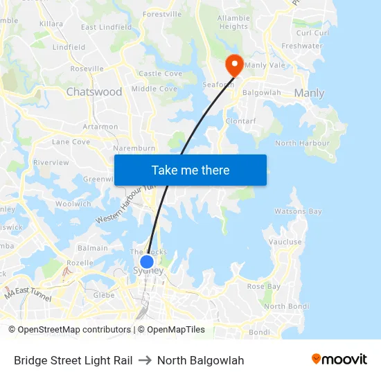 Bridge Street Light Rail to North Balgowlah map