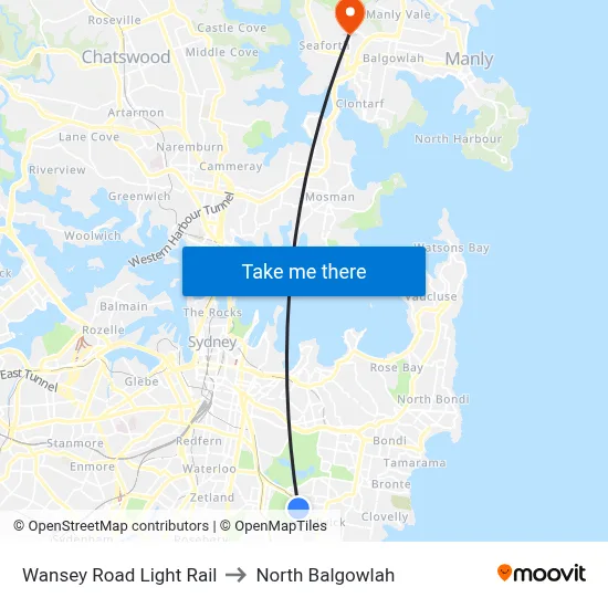 Wansey Road Light Rail to North Balgowlah map