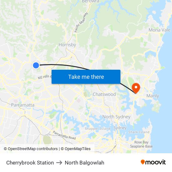 Cherrybrook Station to North Balgowlah map