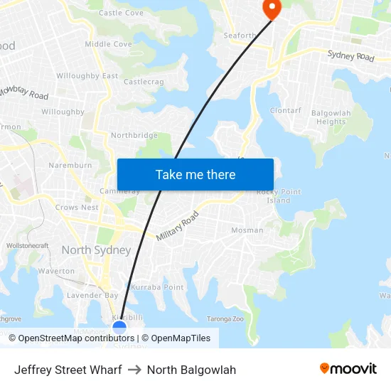 Jeffrey Street Wharf to North Balgowlah map