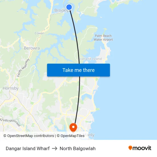 Dangar Island Wharf to North Balgowlah map
