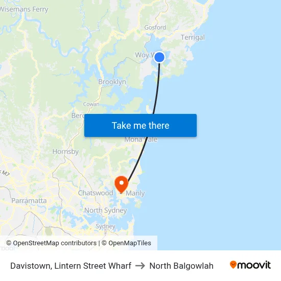 Davistown, Lintern Street Wharf to North Balgowlah map