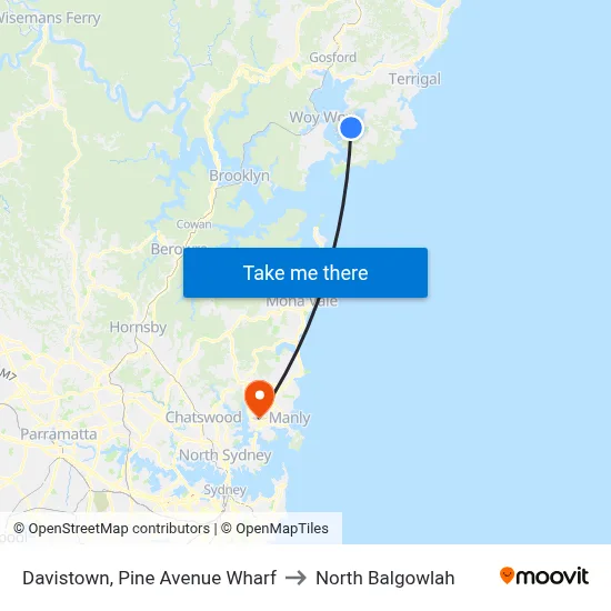Davistown, Pine Avenue Wharf to North Balgowlah map