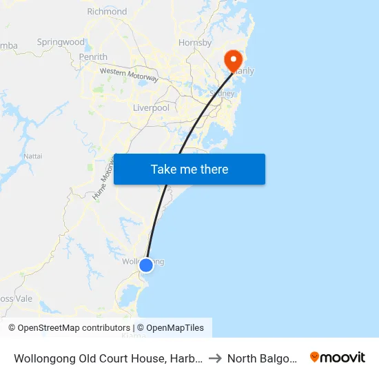 Wollongong Old Court House, Harbour St to North Balgowlah map