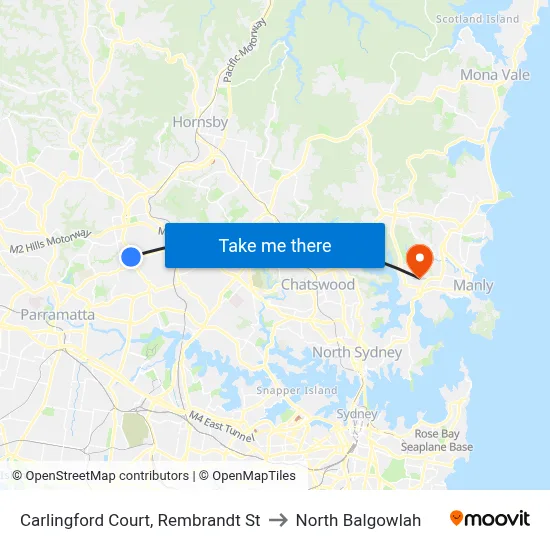 Carlingford Court, Rembrandt St to North Balgowlah map