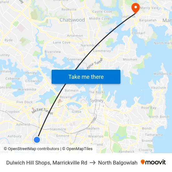 Dulwich Hill Shops, Marrickville Rd to North Balgowlah map