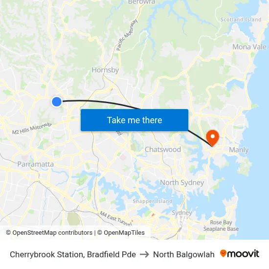 Cherrybrook Station, Bradfield Pde to North Balgowlah map