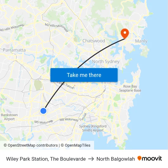 Wiley Park Station, The Boulevarde to North Balgowlah map