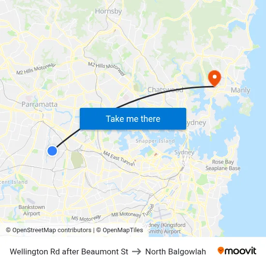 Wellington Rd after Beaumont St to North Balgowlah map