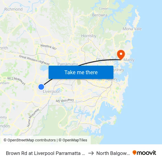 Brown Rd at Liverpool Parramatta Tway to North Balgowlah map