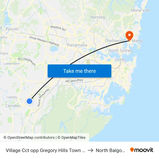 Village Cct opp Gregory Hills Town Centre to North Balgowlah map