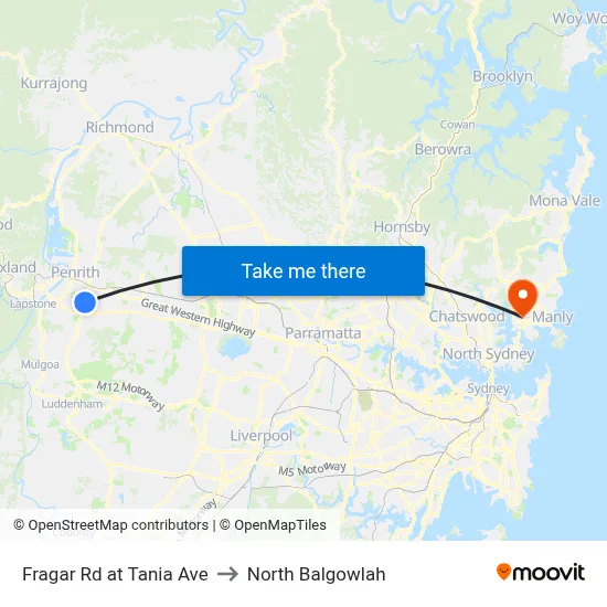 Fragar Rd at Tania Ave to North Balgowlah map