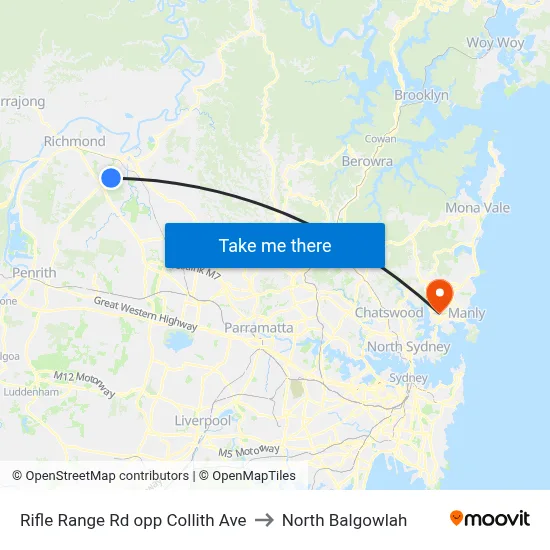 Rifle Range Rd opp Collith Ave to North Balgowlah map