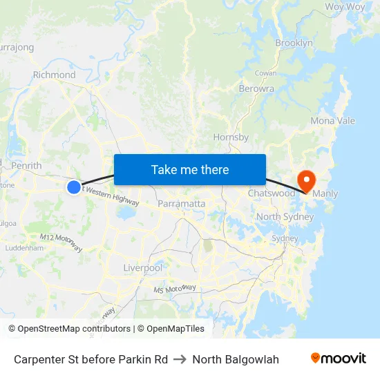 Carpenter St before Parkin Rd to North Balgowlah map