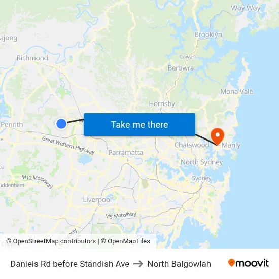Daniels Rd before Standish Ave to North Balgowlah map